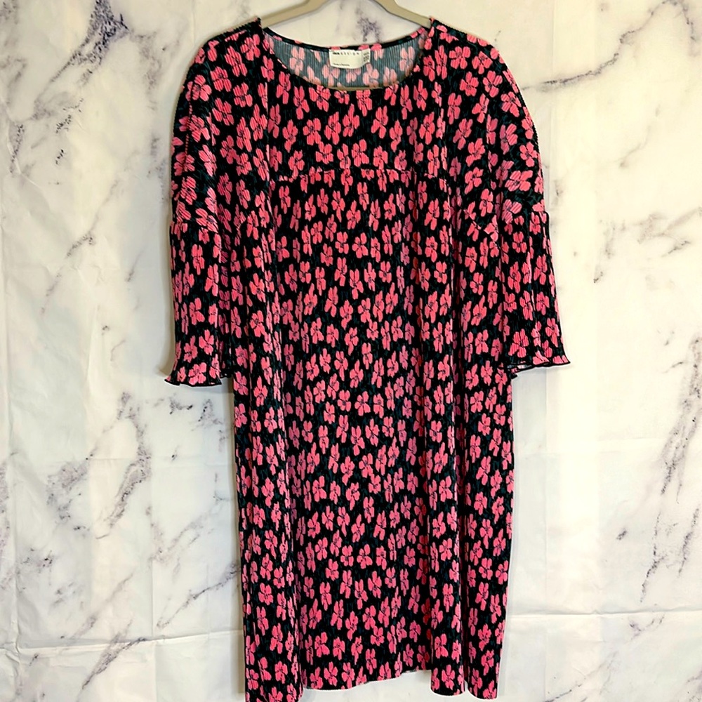 ASOS design tunic plisse knit flower plus size dress